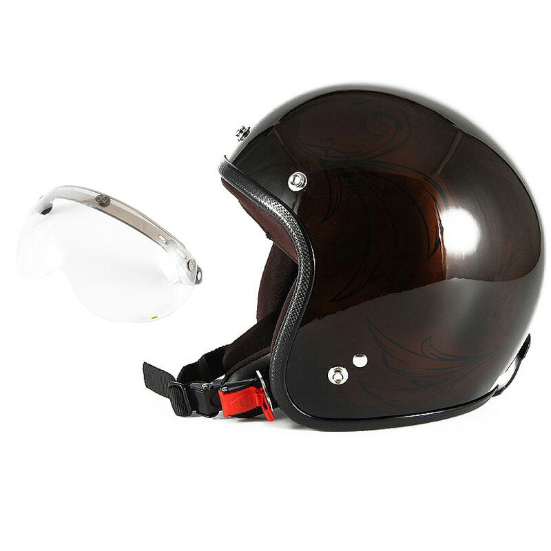 72JAM デザイナーズジェットヘルメット [JCP-56] 開閉シールド付き [APS-01]Leaf リーフ ブラウン/ブラック レディース [ブラウン/ブラックグロス仕上げ]レディースサイズ(55-57cm未満) レディース SG規格 全排気量対応