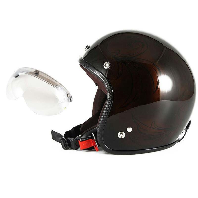 72JAM デザイナーズジェットヘルメット [JCP-56] 開閉シールド付き [APS-02]Leaf リーフ ブラウン/ブラック レディース [ブラウン/ブラックグロス仕上げ]レディースサイズ(55-57cm未満) レディース SG規格 全排気量対応