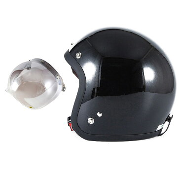 72JAM デザイナーズジェットヘルメット [JJ-10] 開閉シールド付き [JCBN-03]VIVID BLACK ブラック [ガラスフレークブラックグロス仕上げ]FREEサイズ(57-60cm未満) メンズ レディース 兼用品 SG規格 全排気量対応