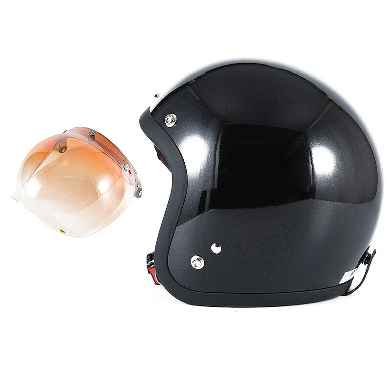 楽天ハンドルキング バイク ヘルメット72JAM デザイナーズジェットヘルメット [JJ-10] 開閉シールド付き [JCBN-04]VIVID BLACK ブラック [ガラスフレークブラックグロス仕上げ]FREEサイズ（57-60cm未満） メンズ レディース 兼用品 SG規格 全排気量対応