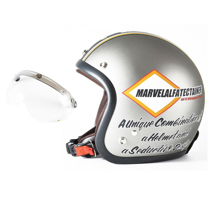72JAM デザイナーズジェットヘルメット [JJ-21] 開閉シールド付き [APS-01]MARVEL マーベル シルバーグレー [シルバーグレーベース マット仕上げ]FREEサイズ(57-60cm未満) メンズ レディース 兼用品 SG規格 全排気量対応
