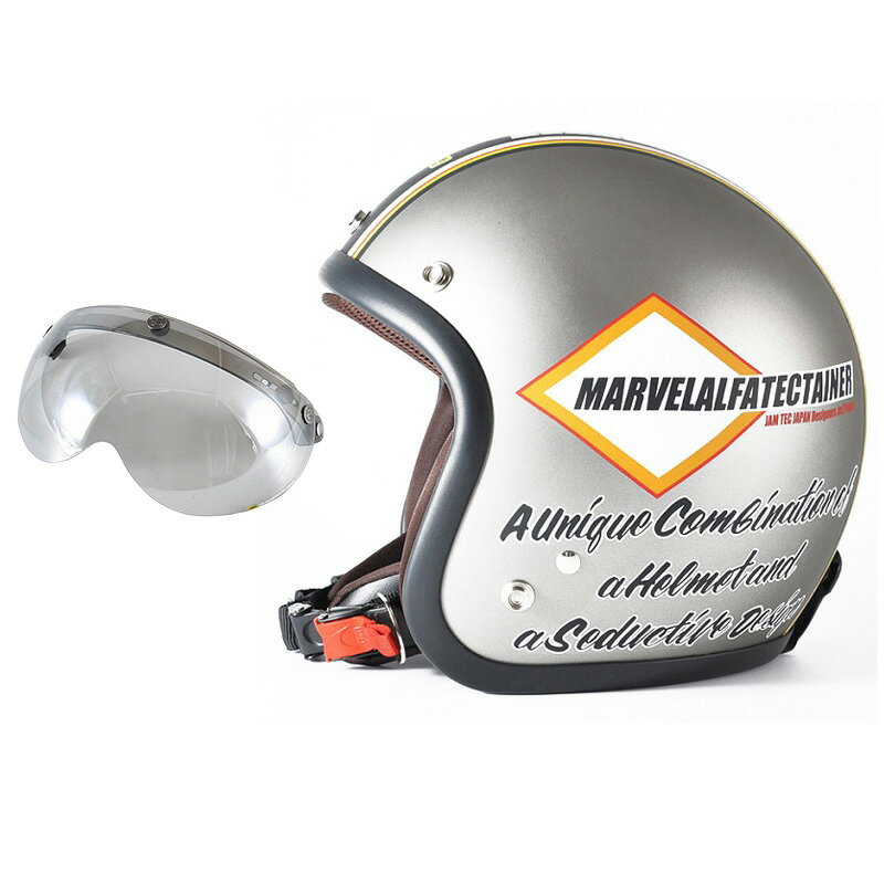 72JAM デザイナーズジェットヘルメット [JJ-21] 開閉シールド付き [APS-04]MARVEL マーベル シルバーグレー [シルバーグレーベース マット仕上げ]FREEサイズ(57-60cm未満) メンズ レディース 兼用品 SG規格 全排気量対応