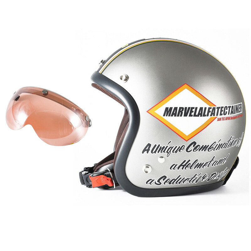 72JAM デザイナーズジェットヘルメット [JJ-21] 開閉シールド付き [APS-05]MARVEL マーベル シルバーグレー [シルバーグレーベース マット仕上げ]FREEサイズ(57-60cm未満) メンズ レディース 兼用品 SG規格 全排気量対応