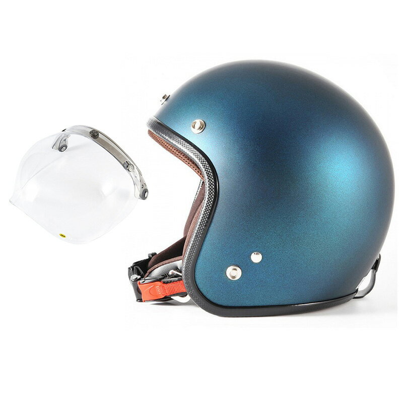 楽天ハンドルキング バイク ヘルメット72JAM デザイナーズジェットヘルメット [JP-08] 開閉シールド付き [JCBN-01]TWILIGHT トワイライト ブルー [メタリックブラックベース キャンディーブルー マット仕上げ]FREEサイズ（57-60cm未満） メンズ レディース 兼用品 SG規格 全排気量対応