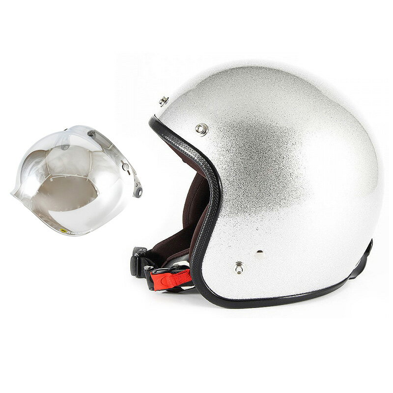 【JPF-4L+JCBN-02】ジャムテックジャパン 72JAM JPF-4LJP MONO ジェットヘルメット [シルバーフレーク]Lサイズ(60-62cm未満) メンズ SG規格 全排気量対応