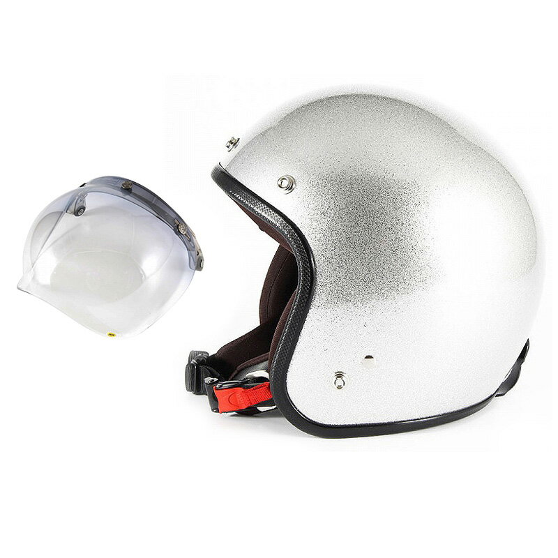 【本日24H限定｜全品ポイント7倍】【JPF-4L+JCBN-05】ジャムテックジャパン 72JAM JPF-4LJP MONO ジェットヘルメット [シルバーフレーク]Lサイズ(60-62cm未満) メンズ SG規格 全排気量対応