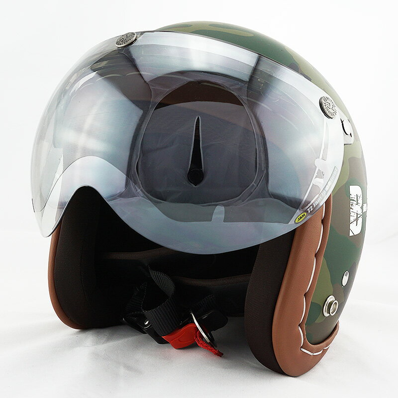 【開閉式シールド付きセット】スモールジェットヘルメット ハンドステッチ仕上げ NEO VINTAGE SERIES VT-11 ARMY AB-88 迷彩 [ウッドランド迷彩+APS-04]FREEサイズ(57-60cm) メンズ レディース 兼用品 SG規格、全排気量対応 バイク用