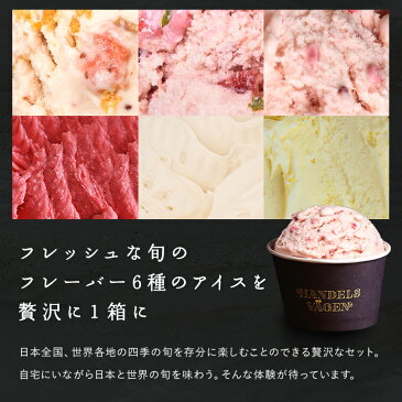 TVや雑誌で話題の贅沢なアイスクリーム。 1つ1つ職人の手作りで日本一美味しいと言われる味をご堪能下さい。600円、1500円OFFクーポン発行中！ポイントも5倍！ 送料無料で贅沢な旬のフレーバー6個セット