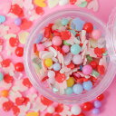 【レジン 封入素材】パーツミックス ハート ハートペンライト クレイ パール ストーン ホログラム ケース入り レジン 封入 ピンク