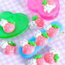 【デコ パーツ】樹脂貼付けパーツ 果物 いちご うさぎ 10個入 デコパーツ お子さま キュート デコレーション 飾り 動物 フルーツ レジン ハンドメイド ス...