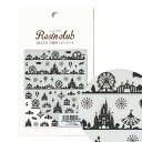 レジンシール 遊園地【両面】 レジンクラブ 観覧車 お城 シルエット 黒 ブラック ステッカー アクセサリー ハンドメイド 材料 レジンクラフト 日本製 高品質 レジンクラブ