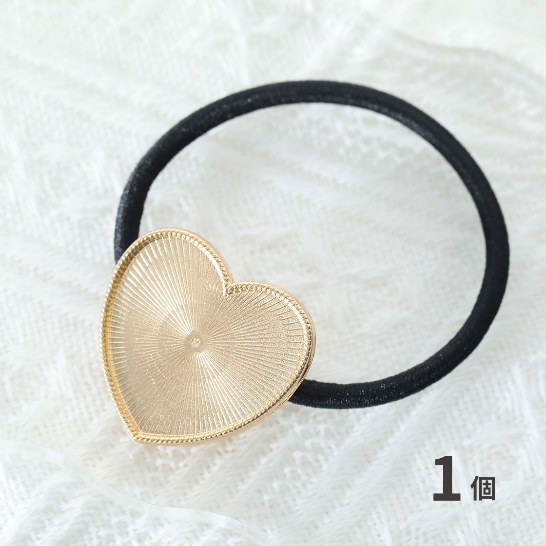 【ヘアアクセサリー 資材 】ヘアゴムパーツ ミール皿付き ハート ゴールド1個 ハンドメイド ヘアアクセ..