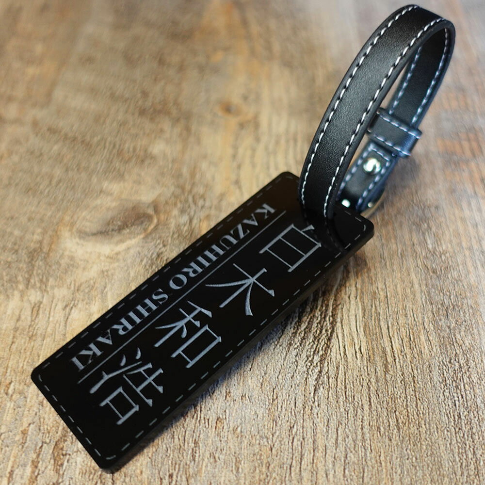 ゴルフ ネームプレート レクタングル ブラック PUレザーベルト付属 Name Plate ラウンド用品 オリジナル ネーム入り 名札