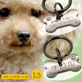 迷子札 ミニサイズ ペットタグ 愛犬用に！ ステンレスボーンSS