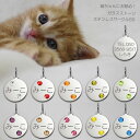 迷子札 ガラスストーン 10色展開 ネコ 猫ちゃん用 極小 ネーム プレート ステンレス サークルSS