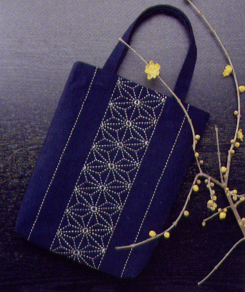 【メール便対応】オリムパス　刺し子172（紺） バッグ麻の葉