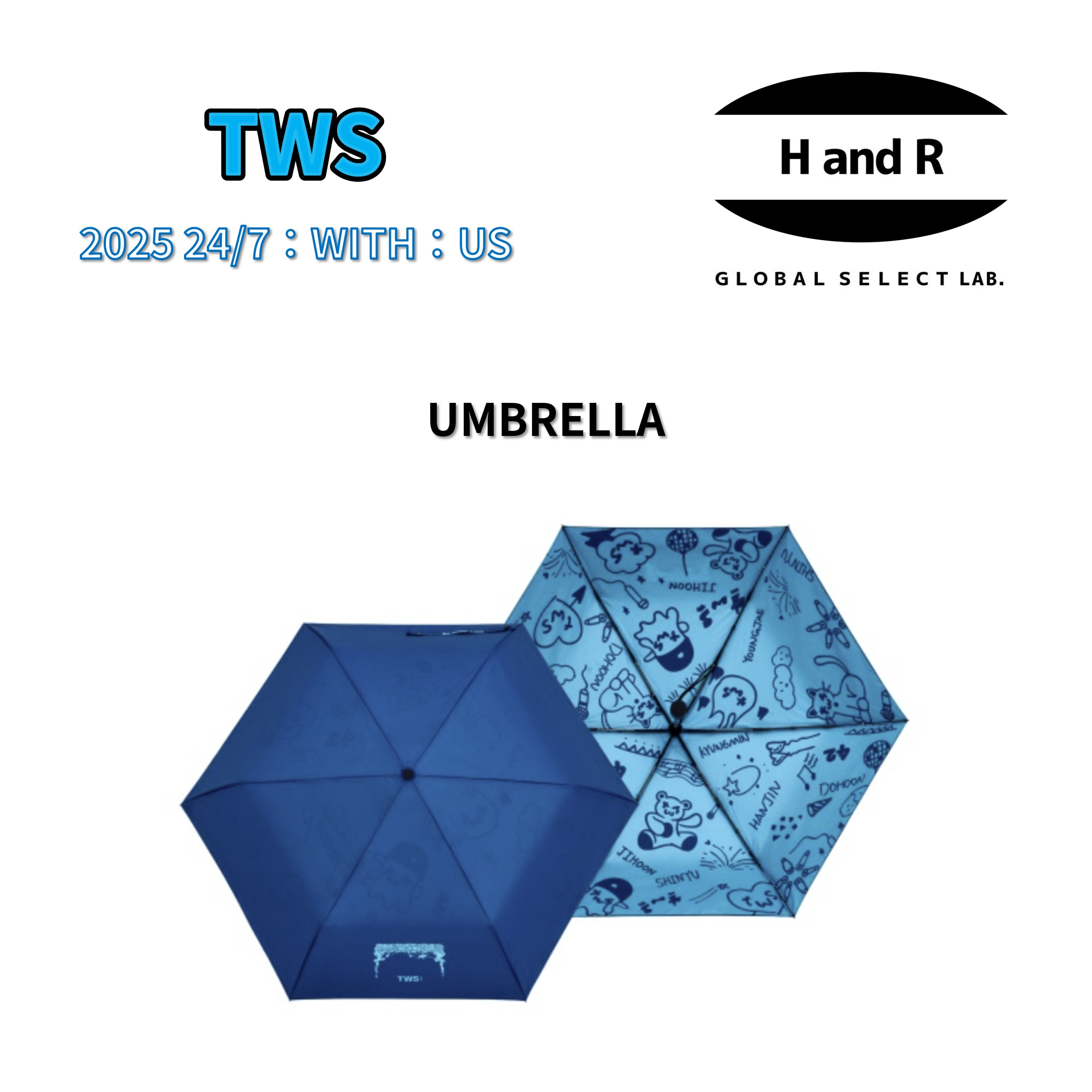 TWS 公式 傘 折りたたみ傘 アンブレラ 2025 TOUR 24/7 WITH US IN SEOUL ソウルコン 公式グッズ 正規品 トゥアス シニュ ドフン ヨンジェ ハンジン ジフン ギョンミン かさ 雨具 レイングッズ PLEDIS HYBE