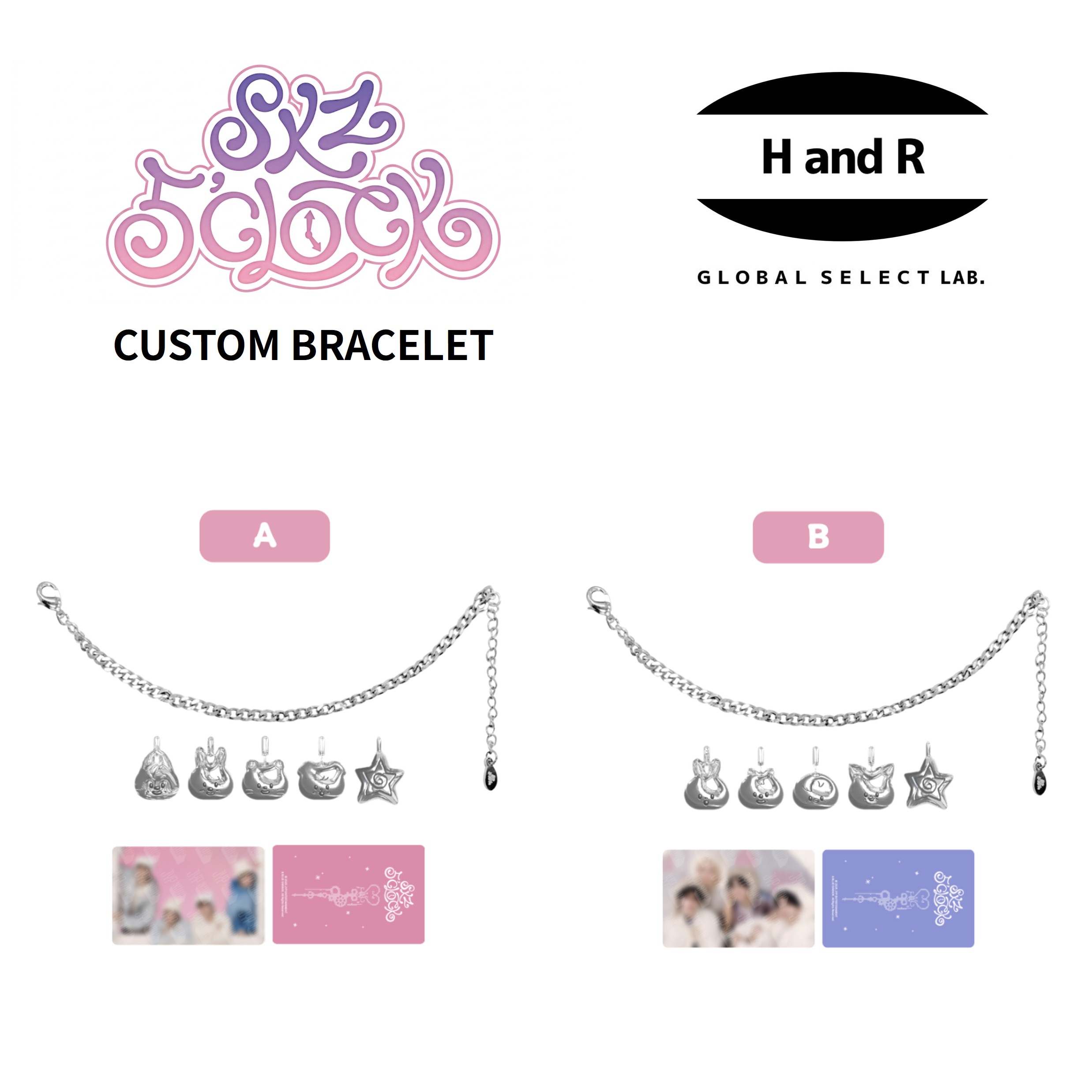 正規品 Stray Kids SKZ 5'CLOCK 公式グッズ CUSTOM BRACELET カスタムブレスレット ユニットフォトカード付 メンバー選択 スキズ ファンミーティング ペンミ アクセサリー ブレスレット 公式 MD 新品 未開封 韓国