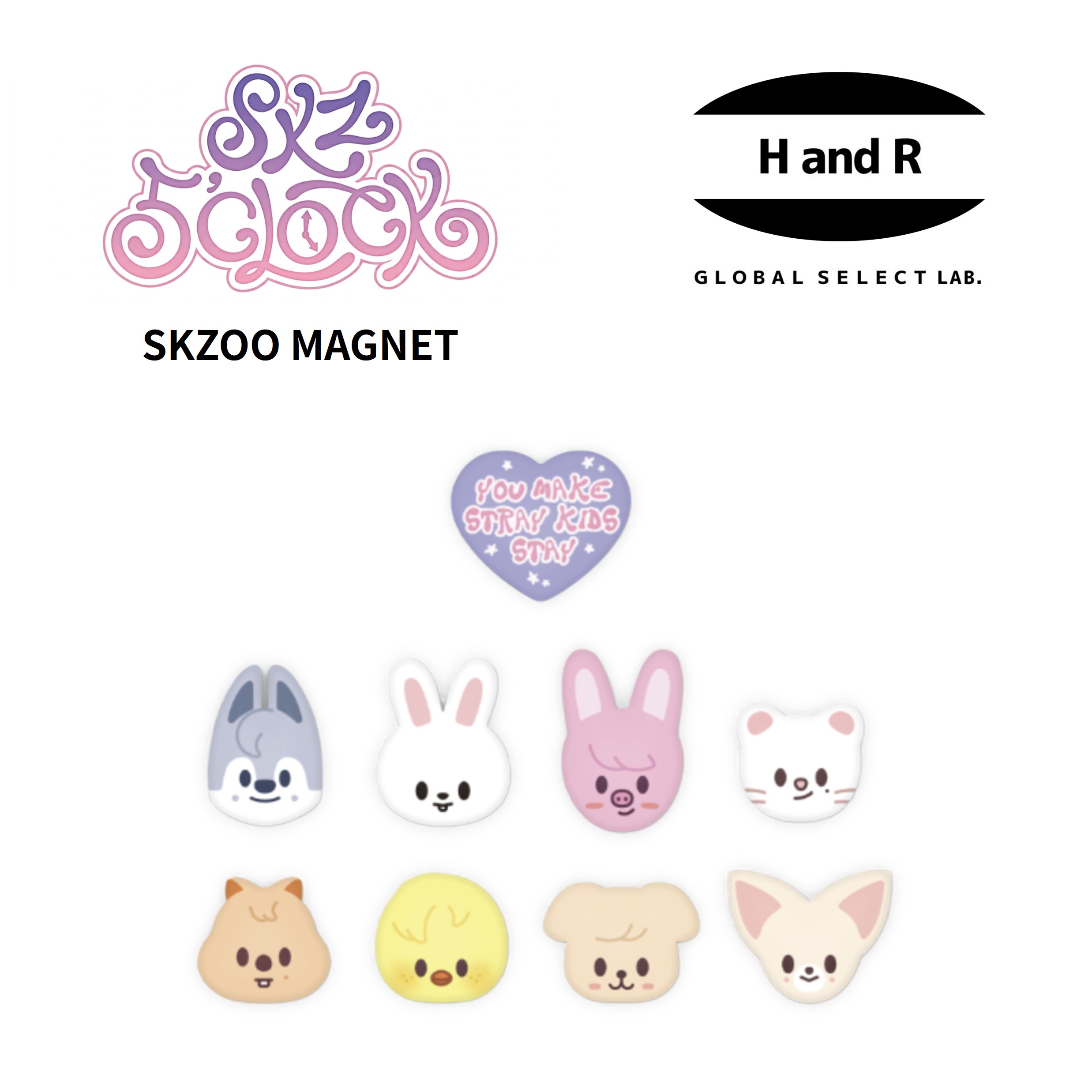 正規品 Stray Kids SKZ 5'CLOCK 公式グッズ SKZOO MAGNET マグネット ロゴマグネット付 メンバー選択 スキズ ファンミーティング ペンミ 磁石 雑貨 キャラクター 公式 MD 新品 未開封 韓国 プレゼント
