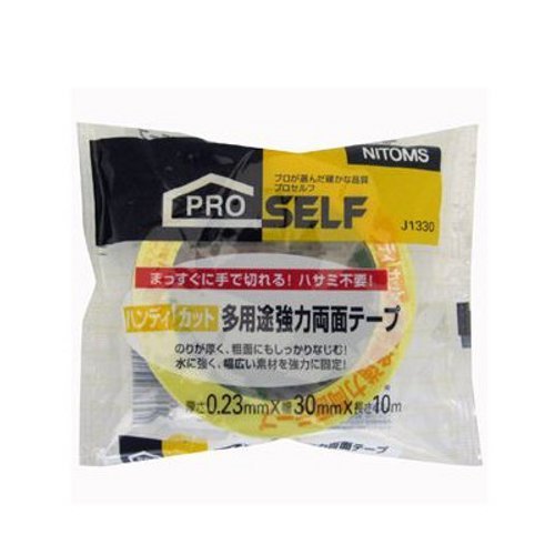詳細説明【特長】・はさみ不要で手でまっすぐ切れる両面テープです。【使用方法】・剥離紙を剥がして使用ください。商品仕様（スペック） 本体サイズ（約）：0.023cm×3cm×1000cmパッケージーサイズ（約）：10.5cm×3cm×10.5cm重量（約）：95g原産国：日本素材：アクリル系粘着剤・ポリエチレンクロス・紙はさみ不要で手でまっすぐ切れる両面テープ！