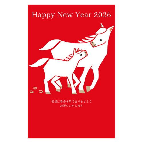 【年賀用品】　ハンズセレクション　2026年午年年賀状　PBH−076　3枚入り