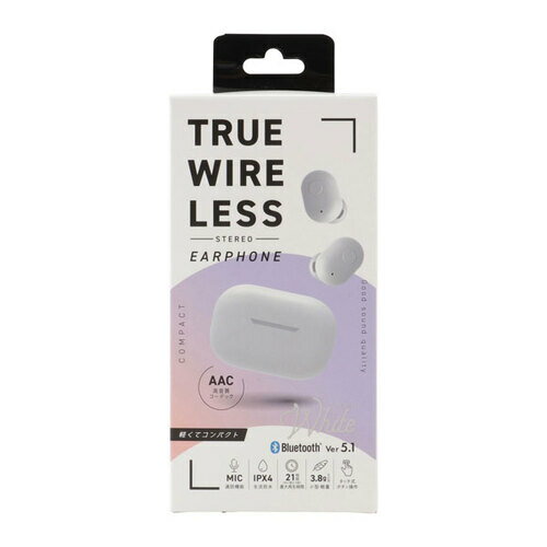 クオリティトラストジャパン　Bluetooth　Ver5.1　完全ワイヤレス　コンパクト防水ステレオイヤホンマイク　QB−082CWH　ホワイト