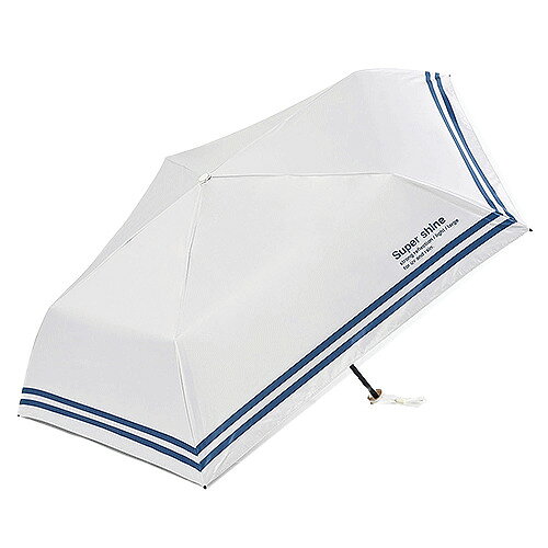 Rakuten - カリス（CHARIS）　晴雨兼用折りたたみ日傘　SuperShine　プレッピーボーダー　525003　ネイビー