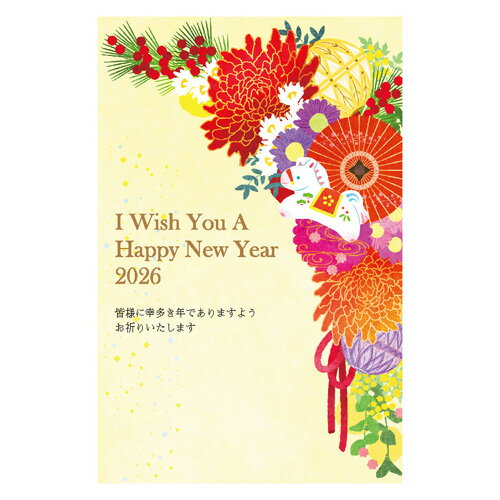 【年賀用品】　ハンズセレクション　2026年午年年賀状　PBH−038　3枚入り
