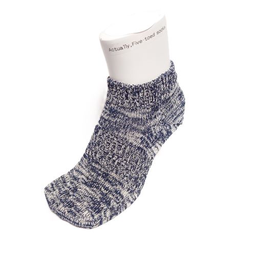 SUGATA LABO 呼吸する和紙靴下 シークレット5本指 ショート丈 ミックスネイビー Mサイズ