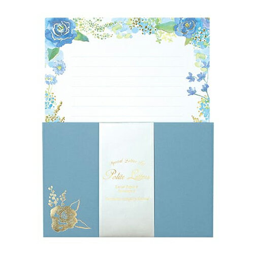 包む　ポライトレター　グリタリングフラワー　0−079−2　ブルー