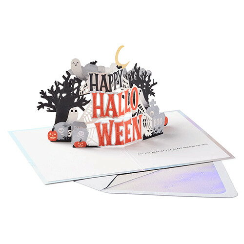 ホールマーク（Hallmark）　輸入カード　ハロウィン　ペーパーワンダー　月とコウモリ