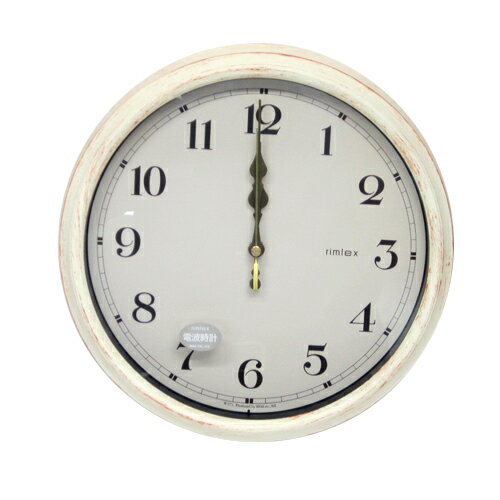 ノア精密　電波時計エアリアルレトロ　W−571　ホワイト│時計　壁掛け時計