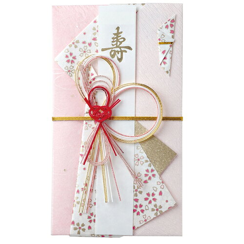 詳細説明【特長】・結婚式などのお祝い事でご利用いただけるご祝儀袋です。・温かみのある桜柄の和紙を使用しており、全体はピンクのカラーで統一されています。・3種類の短冊（寿／御結婚御祝／無地）が入っており、用途に合わせてご利用いただけます。・短冊の「寿」の文字は、金の箔押しで書かれています。・書き方や折り方などの説明書も入っているので、マナーの面でも安心してご利用いただけます。&nbsp;商品仕様（スペック）デザイン：らんまん　べに本体サイズ（約）：幅105×奥10×高185mmセット内容：本体×1、中袋×1、短冊×3（寿／お祝／無地）注意事項・水引飾りはハンドメイドのため繊細な作りです。強く引っ張ると破損する恐れがありますので、お取り扱いには十分ご注意ください。・使い方は、地域、風習の違い等により異なる場合があります。・和紙を使用しているため、文字がにじむ場合があります。&nbsp;結婚式など、お祝い事でご使用いただける祝儀袋