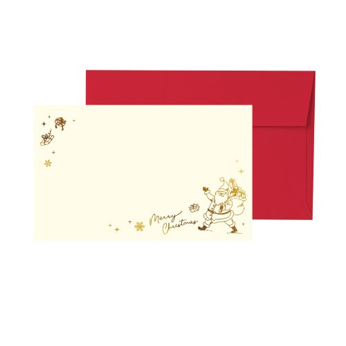 【クリスマス】 包む メッセージカード ミニカード 封筒付き CC032 ギフトサンタ
