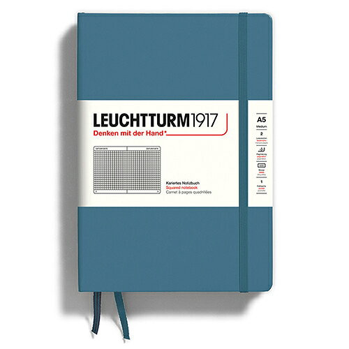 ロイヒトトゥルム1917（LEUCHTTURM1917）　ハードカバー　ミディアム　A5　方眼　363336　ストーンブルー