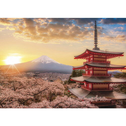 ジグソーパズル 500ピース 春暁の富士山と桜(山梨) 38x53cm 05-1023