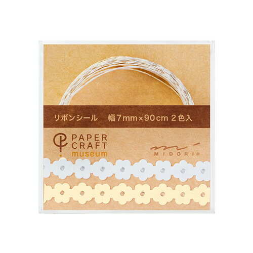 ミドリ　PCM　リボンシール　82433　花柄　W　ナチュラル│シール　シール・ステッカー