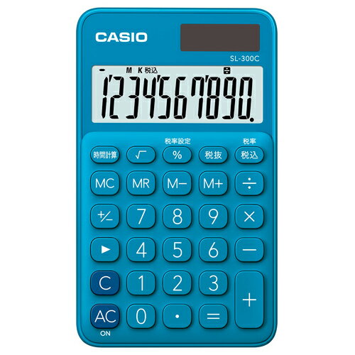 カシオ（CASIO）　カラフル電卓　SL-300C-BU-N　レイクブルー│オフィス用品　電卓