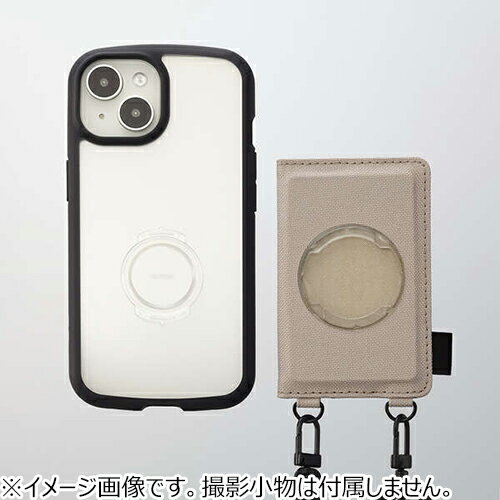エレコム（ELECOM）　ショルダーストラップ　カードケース付　丸紐6mm　P-STSDCDR06BE　ベージュ