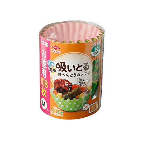 東洋アルミ　汁も油も吸いとるおべんとうカップ　お徳用　M　4色　108枚入