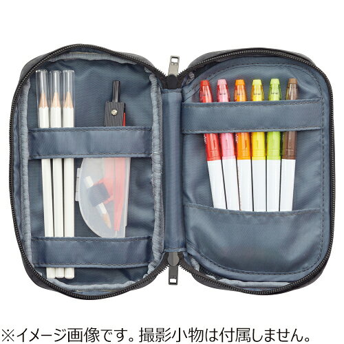 リヒトラブ（LIHIT　LAB.）　ペンケース　ブックタイプ　ダブル　A7555−124　ジェットブラック hands-net-12118967 ハンズ(HANDS)楽天市場店 サンプル画像3