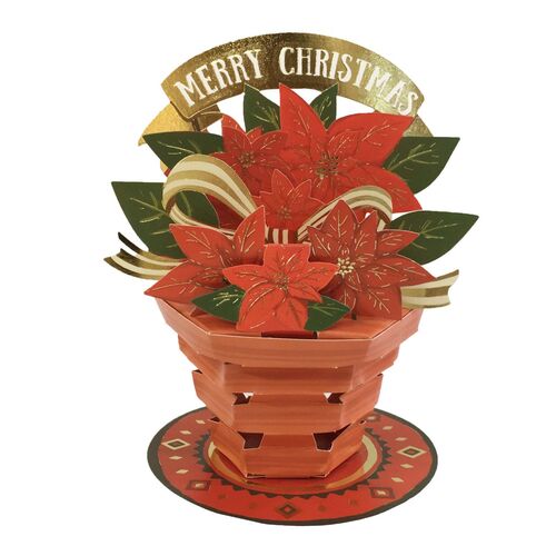 【クリスマス】　グリーティングライフ　クリスマスフラワーポットカード　TK−24　ポインセチア
