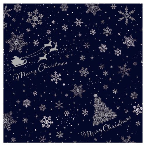 【クリスマス】 包む 包装紙 スノーギフト CH047 ネイビー 2枚入