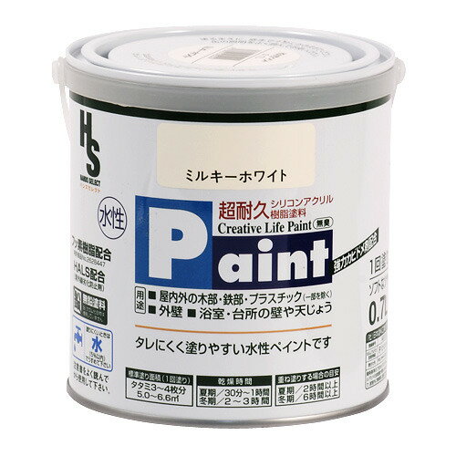 アサヒペン 水性ペイント 0.7L ミルキーホワイト HS