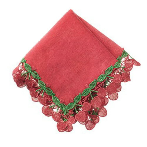 近沢レース店　シーズンタオルハンカチ　さくらんぼ　レッドのサムネイル