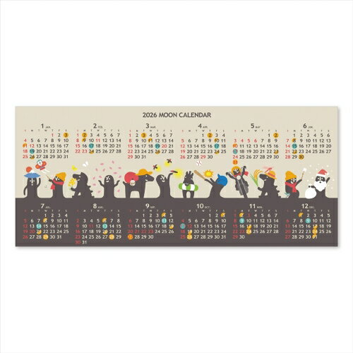 【2026年版・卓上】　フラッグス（FLAGS）　ムーンカレンダー　ポストカード　はにわ日和/仲良小良