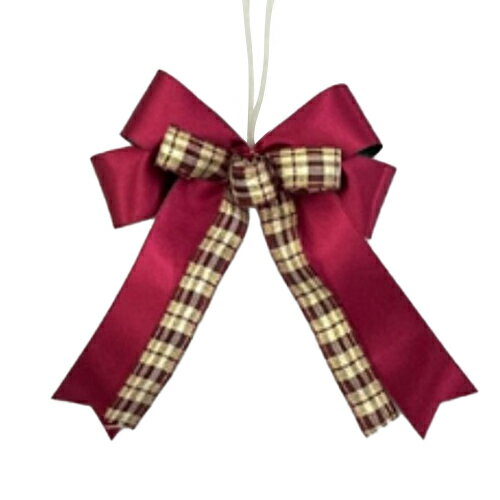 【クリスマス】　ゼットアンドケイ（Z＆K）　ラージボウリボン　ワイン／チェック