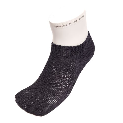 SUGATA LABO 呼吸する和紙靴下 シークレット5本指 ショート丈 ブラック Sサイズ