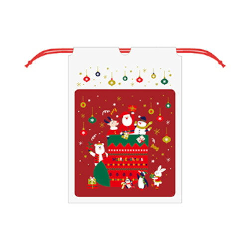 【クリスマス】 Z&K(ゼットアンドケイ) ビニールバッグ 76−565 クリスマスソックス レッド