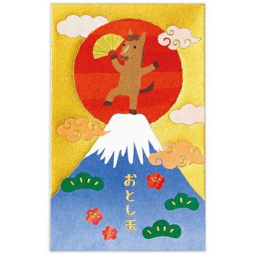 ホールマーク（Hallmark）　年賀ポチ袋・お年玉袋　847647　箔　富士山登頂うま　1柄3枚入り